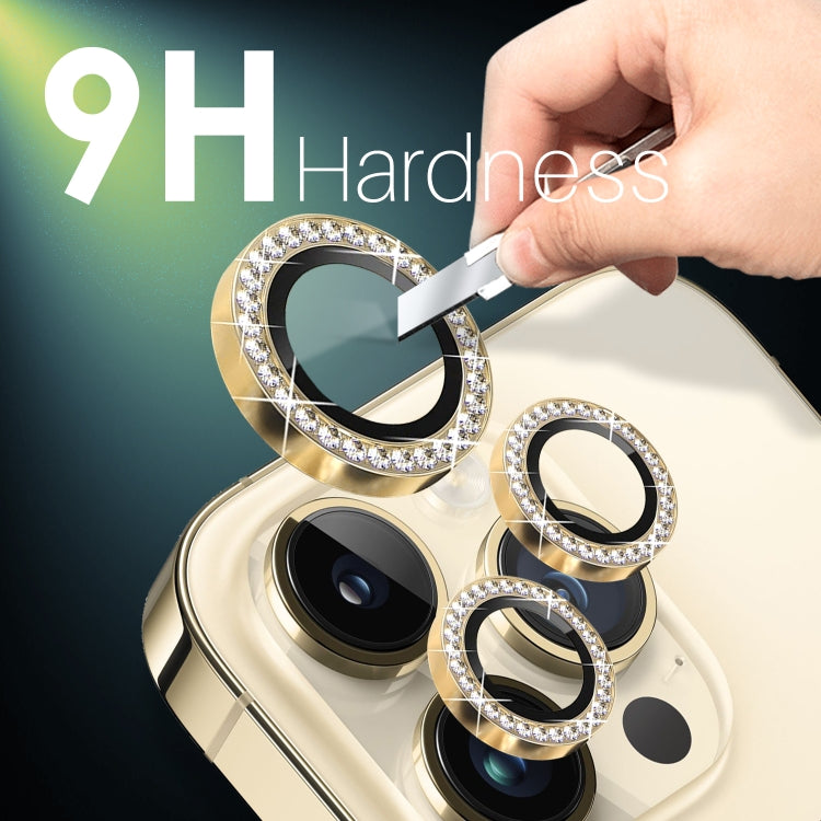 For iPhone 15 Pro / 15 Pro Max NORTHJO 2 Set 6Pcs Camera Lens Protector Diamond Metal Ring Film(Gold) - iPhone 15 Pro Max Tempered Glass by NORTHJO | Online Shopping UK | buy2fix