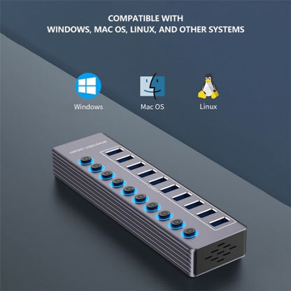 U310 10-in-1 USB 3.0 Extension HUB USB Power Charging Station with Individual Switch - USB 3.0 HUB by buy2fix | Online Shopping UK | buy2fix