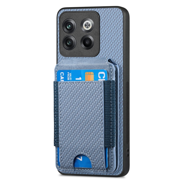 For OnePlus 11 Carbon Fiber Vertical Flip Wallet Stand Phone Case(Blue) - OnePlus Cases by buy2fix | Online Shopping UK | buy2fix