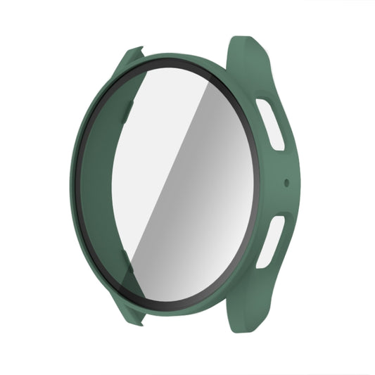 For Samsun Galaxy Watch 7 44mm PC + Tempered Film Integrated Watch Protective Case(Green) - Watch Cases by buy2fix | Online Shopping UK | buy2fix