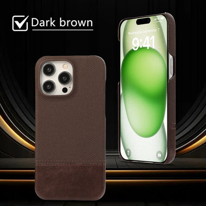 For iPhone 16 Plus Stitching Cloth PU Shockproof Phone Case(Dark Brown) - iPhone 16 Plus Cases by buy2fix | Online Shopping UK | buy2fix