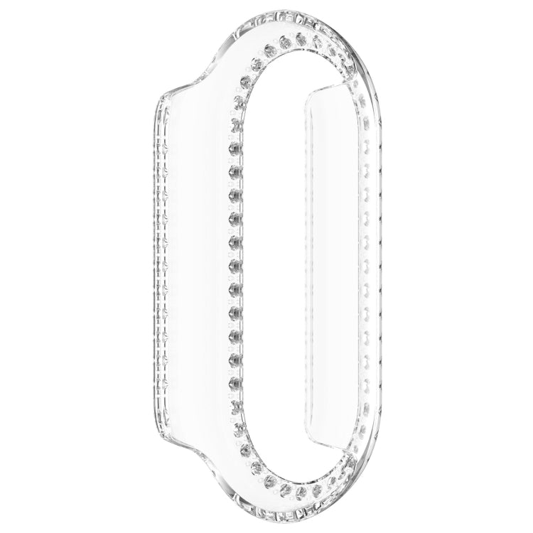 For Xiaomi Smart Band 9 Diamond Half Coverage Hollow PC Watch Protective Case(Transparent White) - Watch Cases by buy2fix | Online Shopping UK | buy2fix