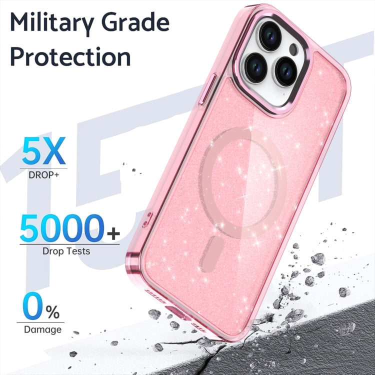 For iPhone 15 Pro Glitter MagSafe Shockproof Phone Case(Pink) - iPhone 15 Pro Cases by buy2fix | Online Shopping UK | buy2fix