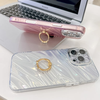 For iPhone 16 Pro Plating Glitter Texture Ring Holder TPU Phone Case with Lens Film(Purple Water Ripples) - iPhone 16 Pro Cases by buy2fix | Online Shopping UK | buy2fix