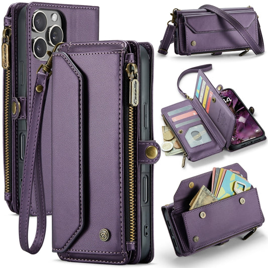 For iPhone 16 Pro Max CaseMe C36 Card Slots Zipper Wallet RFID Anti-theft Leather Phone Case(Purple) - iPhone 16 Pro Max Cases by CaseMe | Online Shopping UK | buy2fix