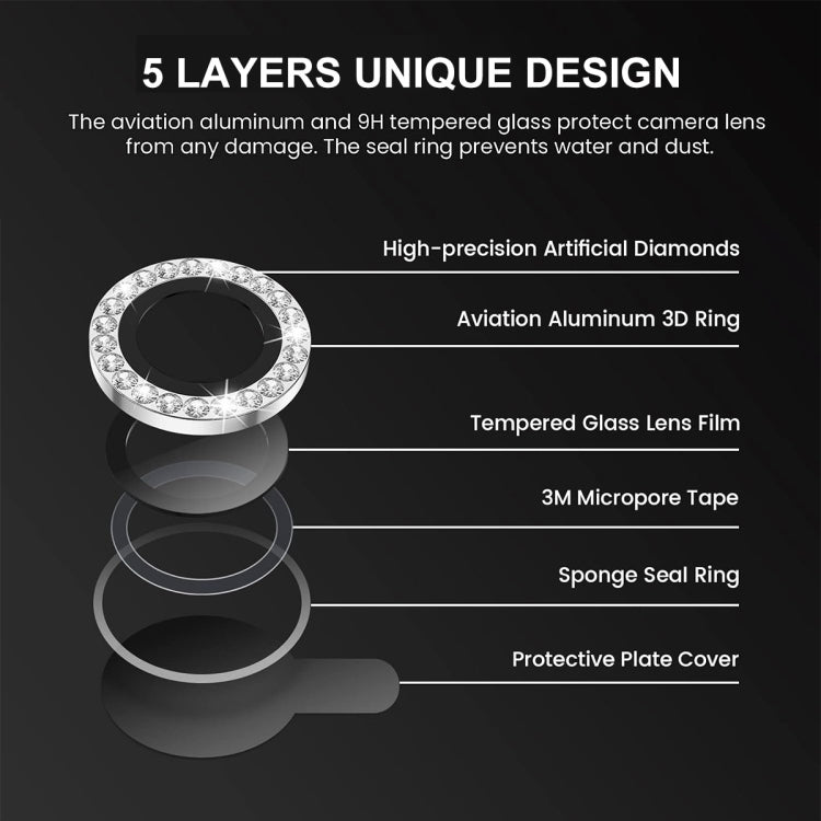 For iPhone 16 / 16 Plus ENKAY AR Anti-reflection Individual Diamond Ring Camera Lens Glass Full Film(Black) - iPhone 16 Plus Tempered Glass by ENKAY | Online Shopping UK | buy2fix