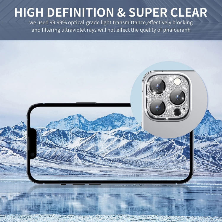 For iPhone 16 / 16 Plus ENKAY Hat-Prince Blink Diamond Camera Lens Aluminium Alloy Tempered Glass Film(Black) - iPhone 16 Tempered Glass by ENKAY | Online Shopping UK | buy2fix