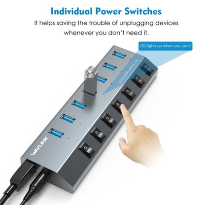 WAVLINK UH3076 5Gbps 7-port USB 3.0 Hub with Independent Switch and LED Indicator(US Plug) - USB 3.0 HUB by WAVLINK | Online Shopping UK | buy2fix