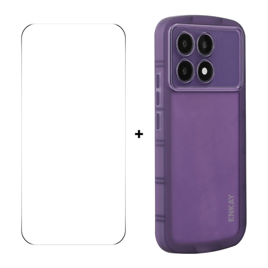 For Redmi K70 / K70 Pro ENKAY Hat-Prince Translucent Matte TPU Phone Case + 9H Big Arc Edge Glass Film(Purple) - K70 Pro Cases by ENKAY | Online Shopping UK | buy2fix