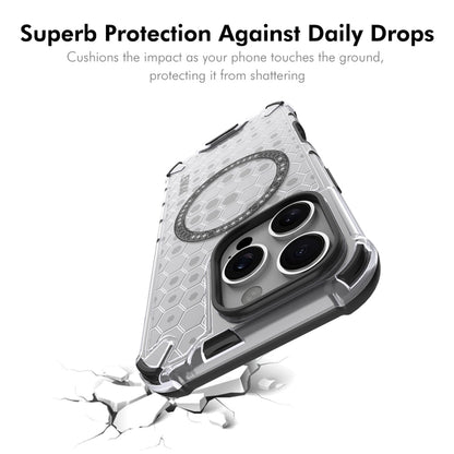 For iPhone 16 Pro Max ENKAY Hat-Prince Honeycomb MagSafe Shockproof Phone Case with Large Arc Edge Film(Grey) - iPhone 16 Pro Max Cases by ENKAY | Online Shopping UK | buy2fix