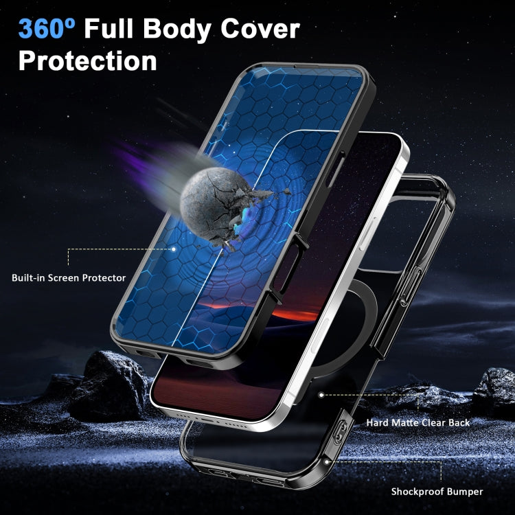 For iPhone 16 Pro Frosted Skin Feel MagSafe Holder 360 Full Body Phone Case(Black) - iPhone 16 Pro Cases by buy2fix | Online Shopping UK | buy2fix