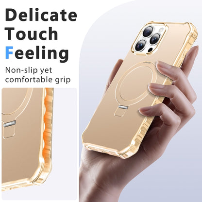 For iPhone 16 Pro Clear Wave MagSafe Holder Phone Case(Gold) - More iPhone Cases by buy2fix | Online Shopping UK | buy2fix