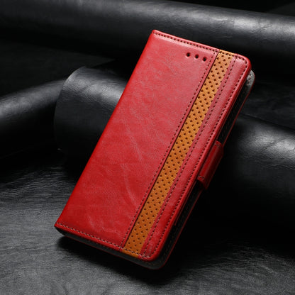 For iPhone 16 Plus CaseNeo Splicing Dual Magnetic Buckle Leather Phone Case(Red) - iPhone 16 Plus Cases by buy2fix | Online Shopping UK | buy2fix