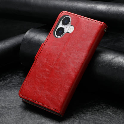 For iPhone 16 Plus CaseNeo Splicing Dual Magnetic Buckle Leather Phone Case(Red) - iPhone 16 Plus Cases by buy2fix | Online Shopping UK | buy2fix