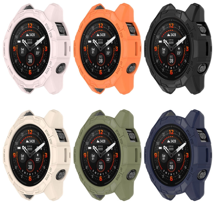 For Garmin Fenix E 47mm Armor Hollow TPU Half Coverage Watch Protective Case(Midnight Blue) - Watch Cases by buy2fix | Online Shopping UK | buy2fix