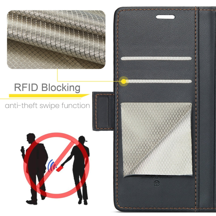 For OPPO Reno12 F /12 FS 5G CaseMe 023 Butterfly Buckle Litchi Texture RFID Anti-theft Leather Phone Case(Black) - Reno12 F Cases by CaseMe | Online Shopping UK | buy2fix