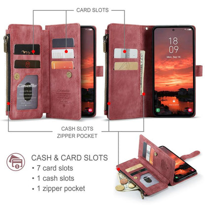 For Samsung Galaxy S25 5G CaseMe C30 Card Slots Zipper Wallet Leather Phone Case(Red) - Galaxy S25 5G Cases by CaseMe | Online Shopping UK | buy2fix