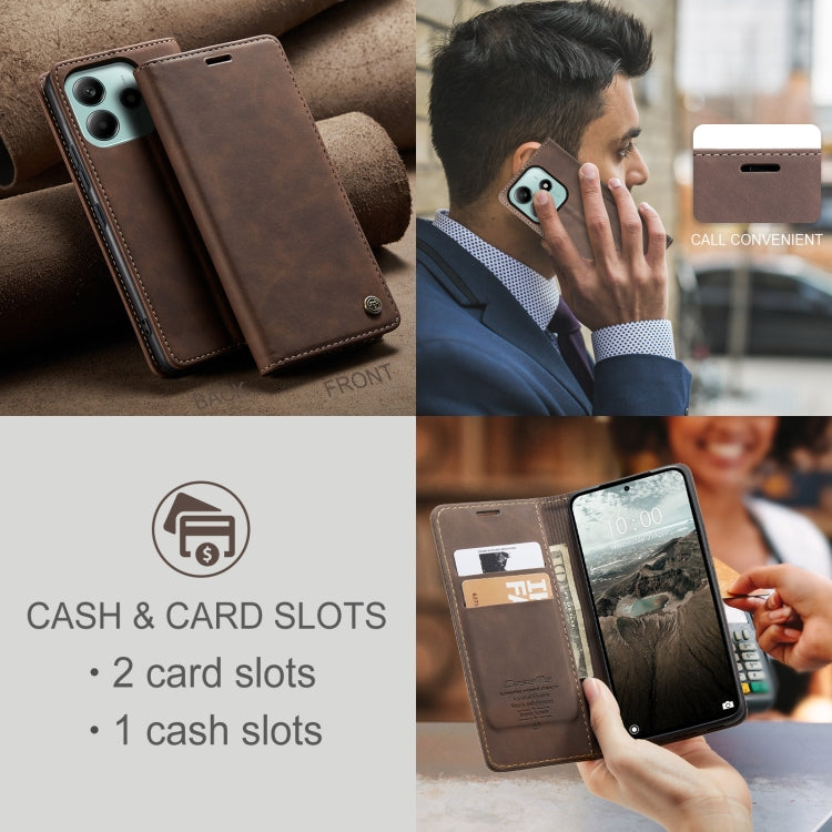 For Redmi Note 14 5G CaseMe 013 Multifunctional Horizontal Flip Leather Phone Case(Coffee) - Note 14 Cases by CaseMe | Online Shopping UK | buy2fix