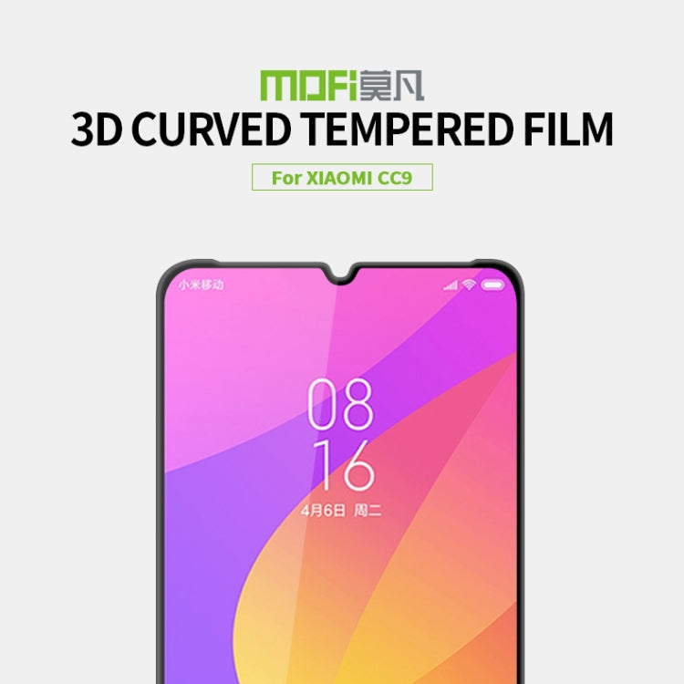 MOFI 9H 3D Explosion-proof Curved Screen Tempered Glass Film for Xiaomi Mi CC9(Black) -  by MOFI | Online Shopping UK | buy2fix