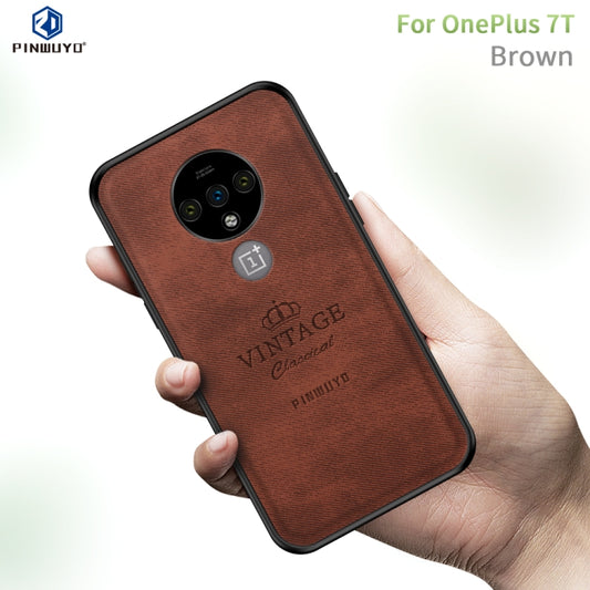 For Oneplus 7T PINWUYO Zun Series PC + TPU + Skin Waterproof And Anti-fall All-inclusive Protective Shell(Brown) - OnePlus Cases by PINWUYO | Online Shopping UK | buy2fix