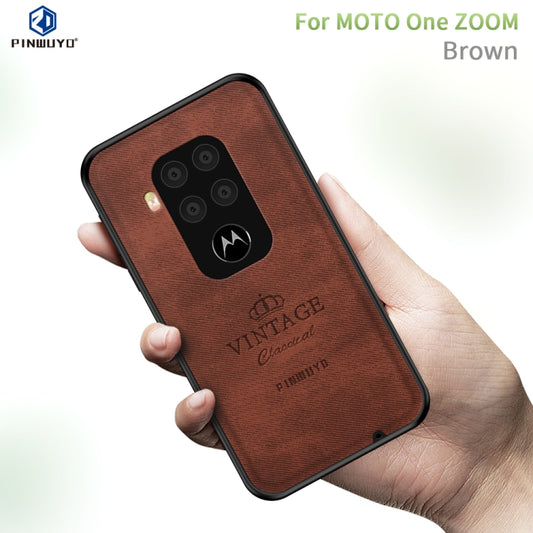 For Motorola One Zoom / One Pro PINWUYO Zun Series PC + TPU + Skin Waterproof And Anti-fall All-inclusive Protective Shell(Brown) - Motorola Cases by PINWUYO | Online Shopping UK | buy2fix