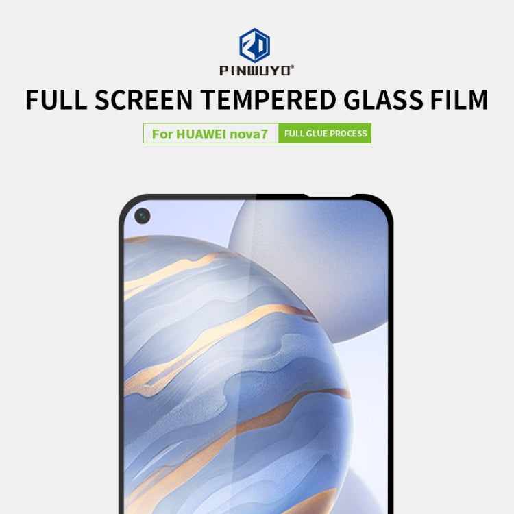 For Huawei Honor 30 / Nova7 PINWUYO 9H 2.5D Full Screen Tempered Glass Film(Black) - Honor Tempered Glass by PINWUYO | Online Shopping UK | buy2fix
