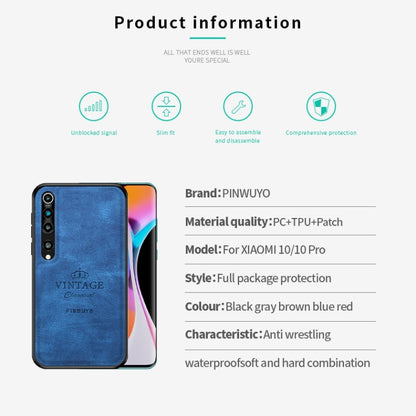 For Xiaomi 10 / 10 Pro PINWUYO Zun Series PC + TPU + Skin Waterproof And Anti-fall All-inclusive Protective Shell(Blue) - Xiaomi Cases by PINWUYO | Online Shopping UK | buy2fix