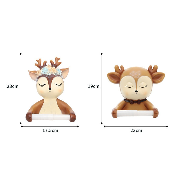 Punch-free Cartoon Animal Creative Home Roll Bathroom Wall-mounted Tissue Box(Baby Deer) - Shelves by buy2fix | Online Shopping UK | buy2fix