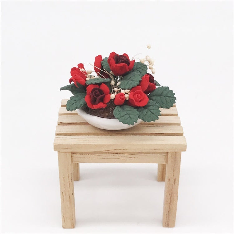 1:12 Mini House Toy Simulation Flower Potted Rose Bauble for Garden(Red) - Pretend Play Toys by buy2fix | Online Shopping UK | buy2fix