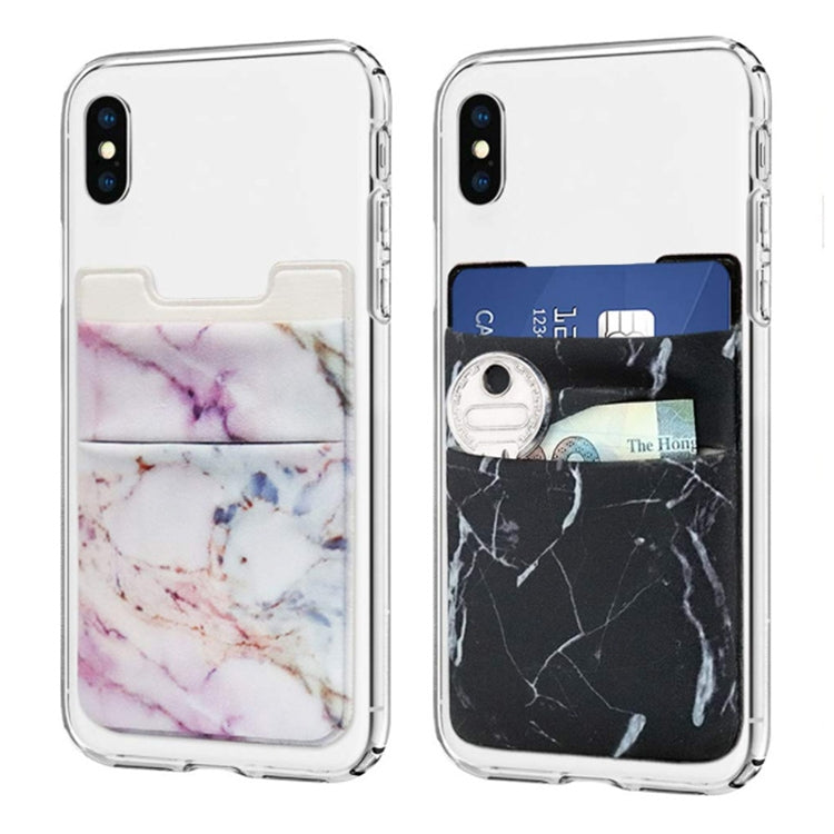 Marble Pattern Road Stretch Phone Back Plastic Card Holder Sticky Phone Clip(Purple  ) - Card & Passport Bags by buy2fix | Online Shopping UK | buy2fix