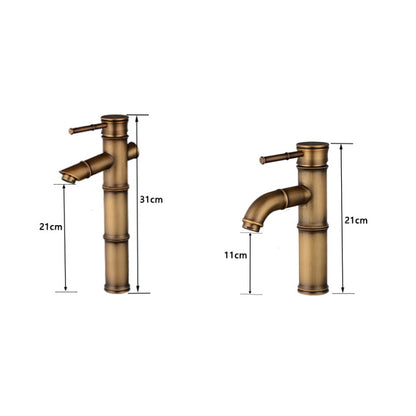 Antique Retro Hot Cold Water Bathroom Counter Basin Bamboo Waterfall Basin Copper Faucet, Specifications:Breaking 2 Knots - Faucets & Accessories by buy2fix | Online Shopping UK | buy2fix