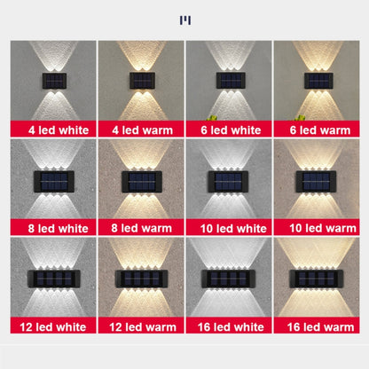 12LED Lithium Solar Wall Lamp Outdoor Waterproof Up And Down Double-headed Spotlights(Warm Light) - Solar Lights by buy2fix | Online Shopping UK | buy2fix