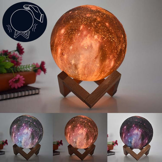 1W 3D Moon Lamp Children Gift Table Lamp Painted Starry Sky LED Night Light, Light color: 15cm Pat Control 3-colors - Night Lights by buy2fix | Online Shopping UK | buy2fix