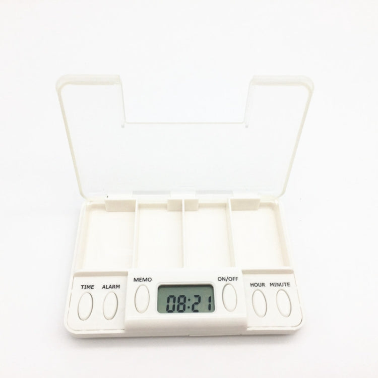 TF200 4-Cell Smart Timed Reminder Portable Plastic Pill Box Pill Storage Box(White) - Pill Boxes by buy2fix | Online Shopping UK | buy2fix