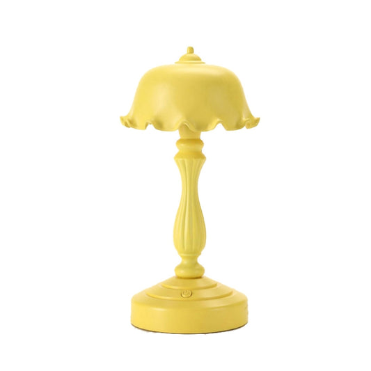 Retro Charging Table Lamp Bedroom Bed LED Eye Protection Light(LD04 Flower Hat Yellow) - Bedside Light by buy2fix | Online Shopping UK | buy2fix