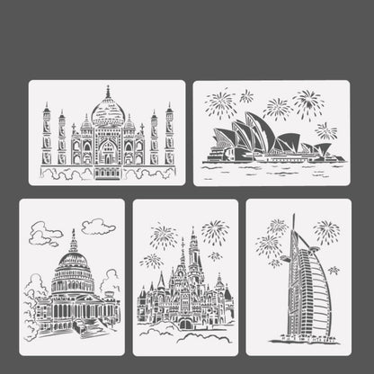 7 Castle Construction Series Painting Template Theme City A4 Label Template - Art Supplies by buy2fix | Online Shopping UK | buy2fix