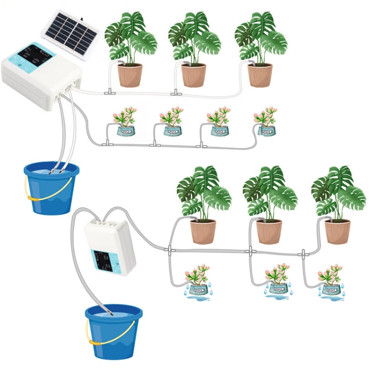 G89456 Solar Intelligent Voice Timing Automatic Flower Watering Device Lazy Plant Dripper, Specification: Single Pump 15 Sets(White) - Watering & Irrigation by buy2fix | Online Shopping UK | buy2fix