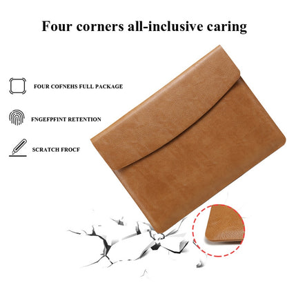 Horizontal Litchi Texture Laptop Bag Liner Bag For MacBook   13 Inch A1708 / 1706/1989 / A2337 / A2338(Liner Bag+Power Bag Brown) - Protective Bags by buy2fix | Online Shopping UK | buy2fix