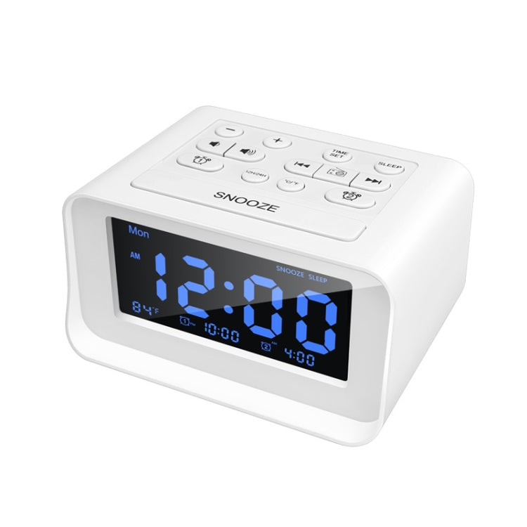 LED Digital Bedroom Alarm Clock With USB Charging Port Clock Radio Temperature Electronic Platform Clock, Specification: US Plug(White) - Alarm Clocks by buy2fix | Online Shopping UK | buy2fix