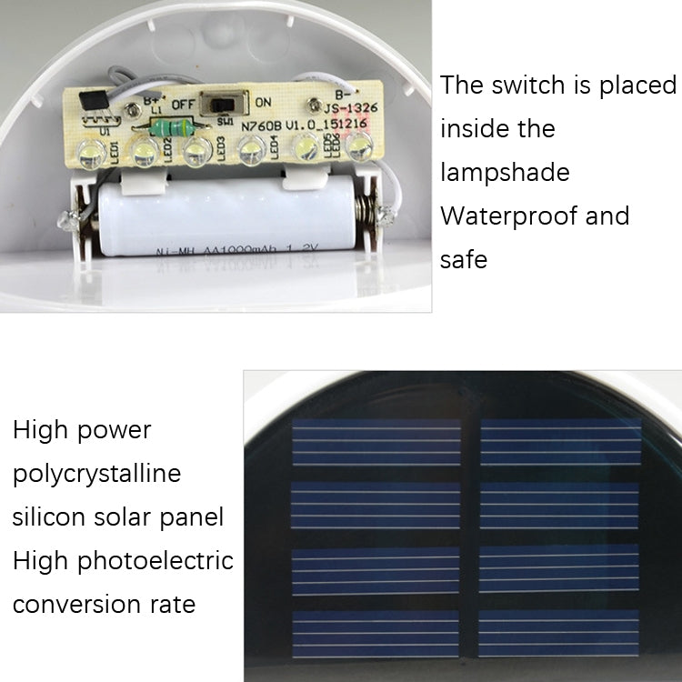 N760B 6 LEDs Outdoor Rain-Proof Solar Semicircular Sensing Wall Light(Warm Light) - Solar Lights by buy2fix | Online Shopping UK | buy2fix