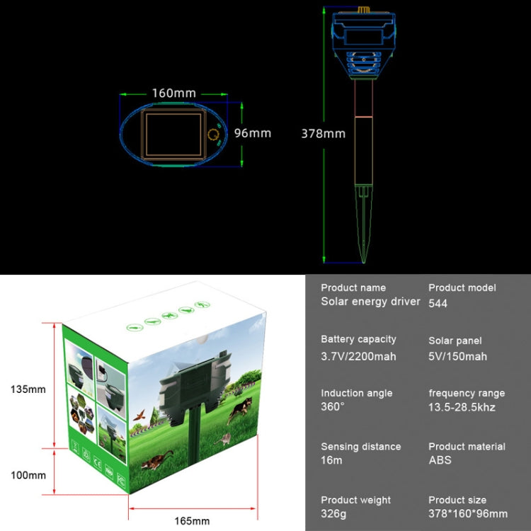 RC-544 Outdoor Solar Ultrasonic Infrared Sensor Animal Repeller(Dark Green) - Outdoor Insect Repellent by buy2fix | Online Shopping UK | buy2fix