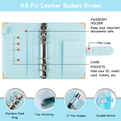 A6 Leather Loose-leaf Budget Book Handbook Notepad(Cyan Greene) - Notebooks by buy2fix | Online Shopping UK | buy2fix