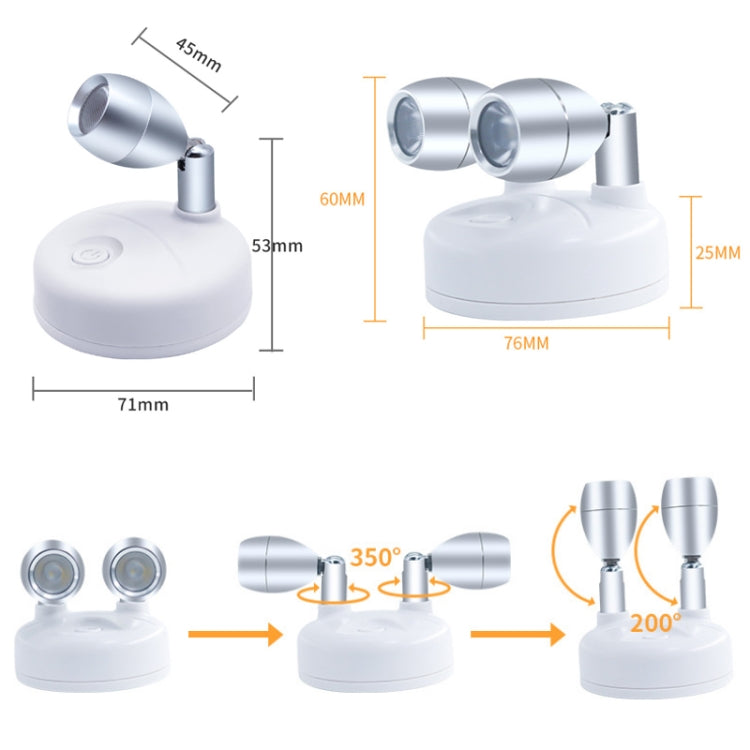 C1648 Single Head 2 Lights Wireless RGB Remote Control Cabinet Ambient Spotlight - Novelty Lighting by buy2fix | Online Shopping UK | buy2fix