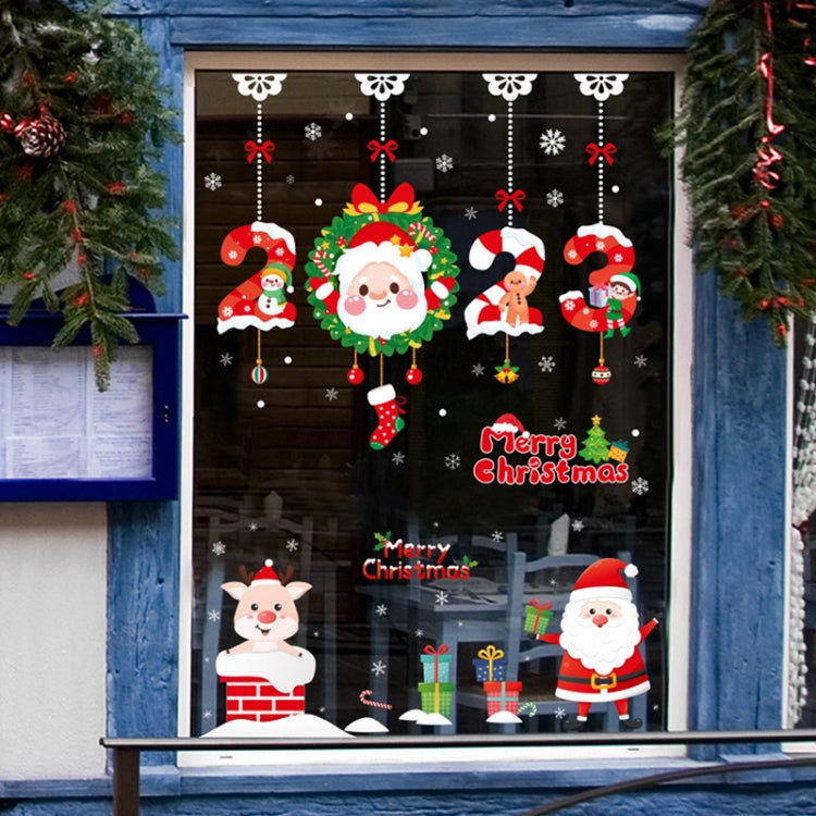 Santa Claus Hanging Stickers Shop Window Glass Door Living Room Wall Stickers(6305) - Christmas Stickers by buy2fix | Online Shopping UK | buy2fix