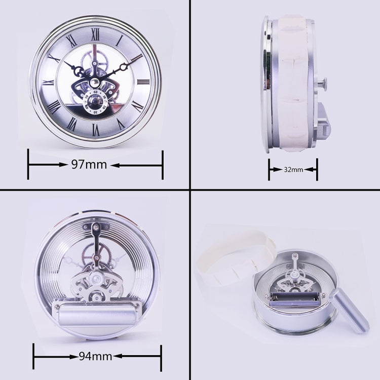 Metal See-through Quartz Clock Gear Clock DIY Accessories 97mm Silver Clock Head - DIY Clocks by buy2fix | Online Shopping UK | buy2fix