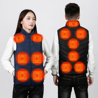 11 Area Double Control Blue USB Electric Heating Undershirt Intelligent Warm Vest(S) - Down Jackets by buy2fix | Online Shopping UK | buy2fix