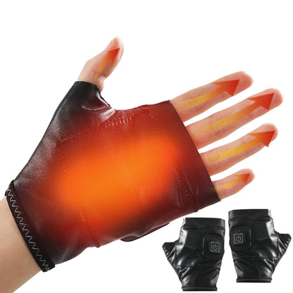 1 Pair Adjustable Temperature Rechargeable Intelligent Electric Heating Gloves Half Finger Gloves, Size: M(Black) - Safety Gloves by buy2fix | Online Shopping UK | buy2fix