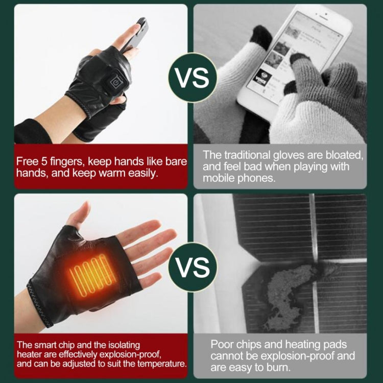 1 Pair Adjustable Temperature Rechargeable Intelligent Electric Heating Gloves Half Finger Gloves, Size: M(Black) - Safety Gloves by buy2fix | Online Shopping UK | buy2fix