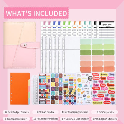 A6 YMX-012 PU Leather Budget Binder Notebook Macaron Color Matching Handbook(Pink+Blue) - Notebooks by buy2fix | Online Shopping UK | buy2fix