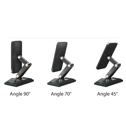 3-In-1 15W Portable Folding Desktop Stand Mobile Phone Wireless Charger(Black) - Wireless Charger by buy2fix | Online Shopping UK | buy2fix